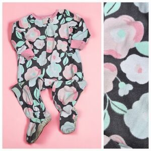 Carter's Baby Girl 12M Sleep & Play Gray Floral Printed Footed One-Piece Pajama